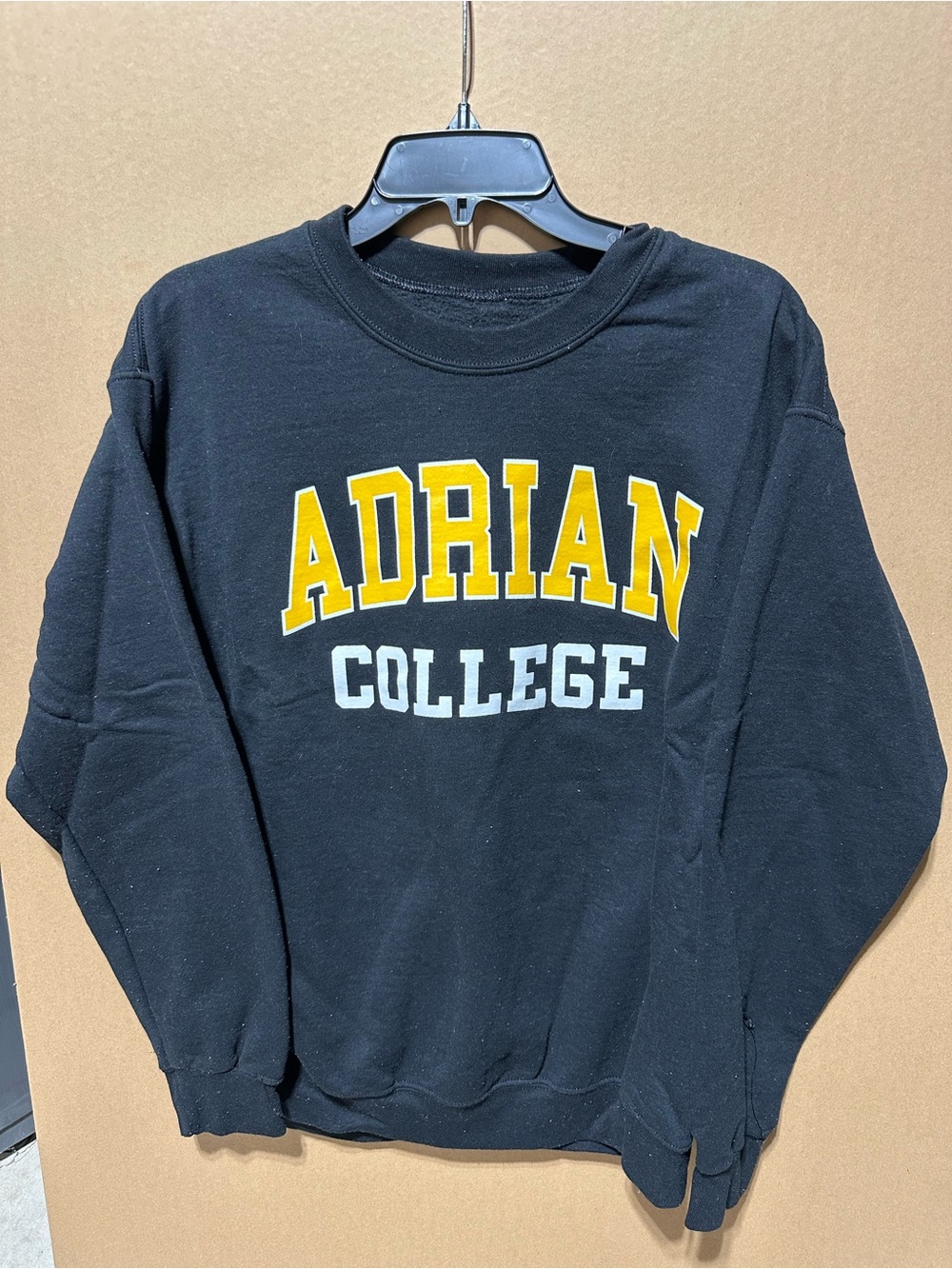 Adrian College Black Crewneck Sweatshirt boxy basic with throw back T-shirt